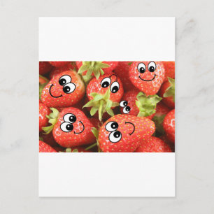 Cute Happy Strawberries Postcard