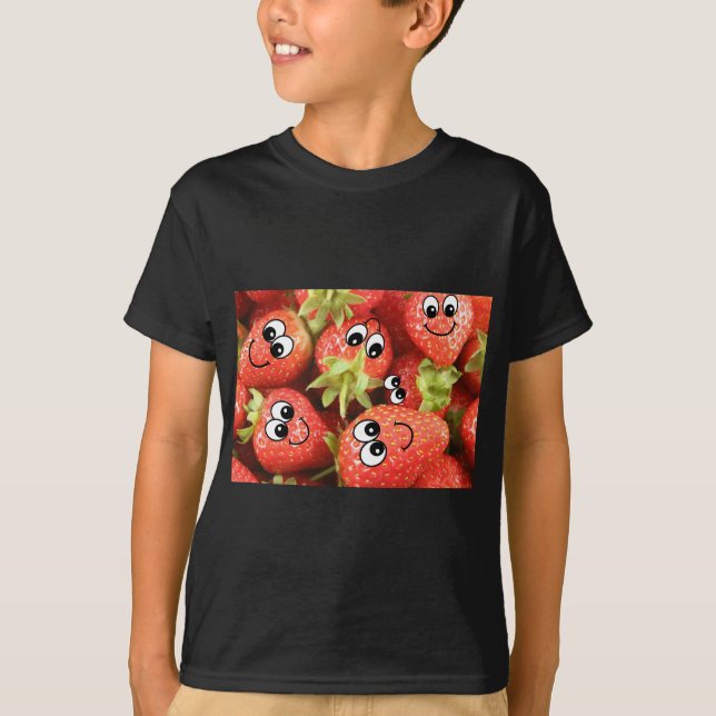Cute Happy Strawberries T-Shirt (Front)