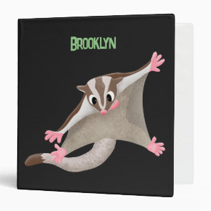 Cute happy sugar glider cartoon illustration 3 ring binder