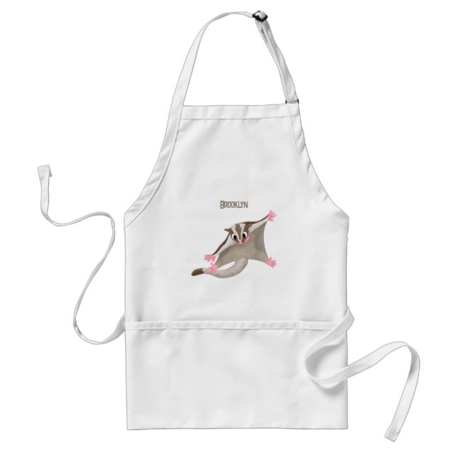 Cute happy sugar glider cartoon illustration adult apron (Front)