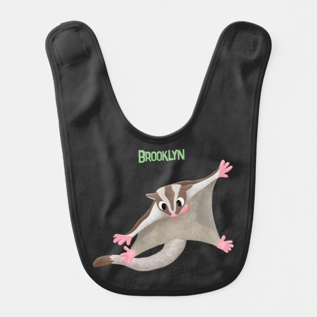 Cute happy sugar glider cartoon illustration baby bib (Front)