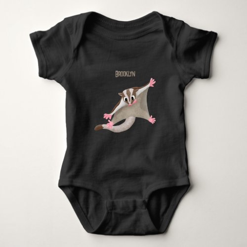 Cute happy sugar glider cartoon illustration baby bodysuit