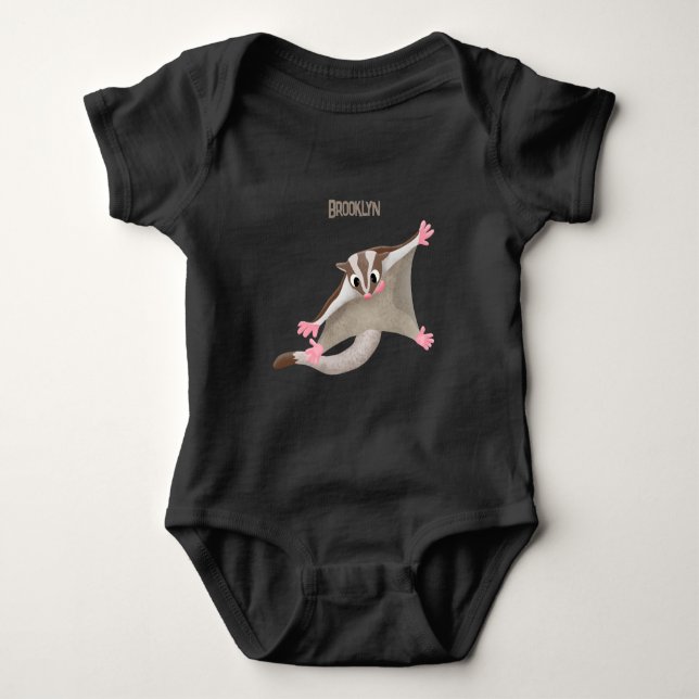 Cute happy sugar glider cartoon illustration baby bodysuit (Front)