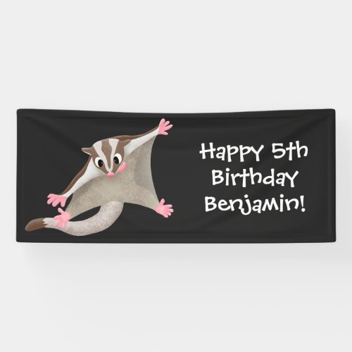 Cute happy sugar glider cartoon illustration banner