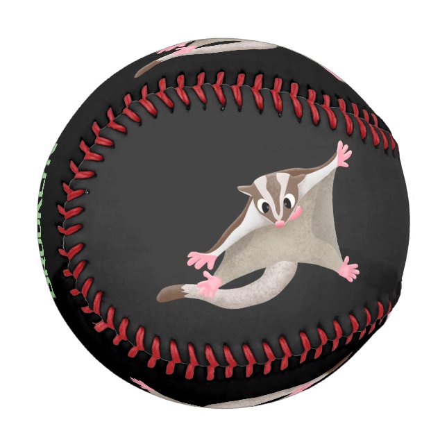 Cute happy sugar glider cartoon illustration baseball (Front Left)