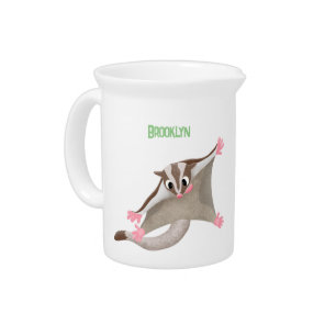 Cute happy sugar glider cartoon illustration beverage pitcher