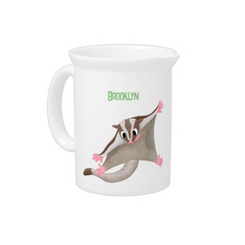 Cute happy sugar glider cartoon illustration beverage pitcher