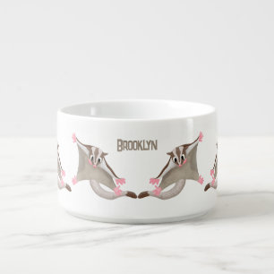 Cute happy sugar glider cartoon illustration bowl