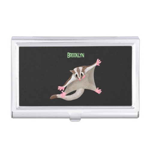 Cute happy sugar glider cartoon illustration business card case