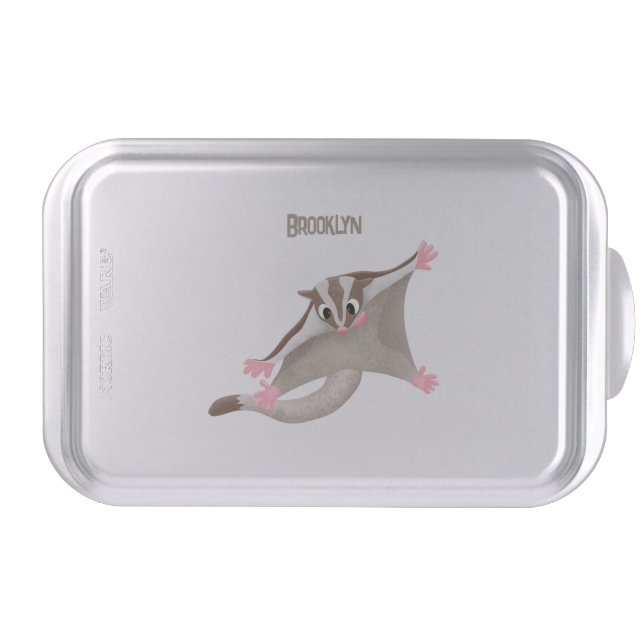 Cute happy sugar glider cartoon illustration cake pan (Front)
