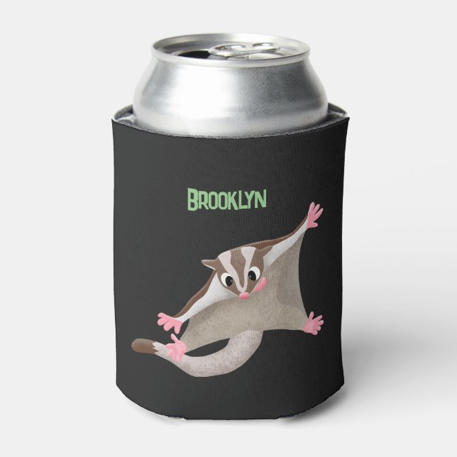 Cute happy sugar glider cartoon illustration can cooler (Can Front)