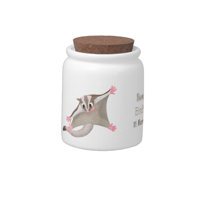 Cute happy sugar glider cartoon illustration candy jar (Left)