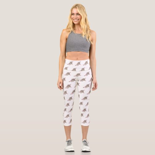 Cute happy sugar glider cartoon illustration capri leggings