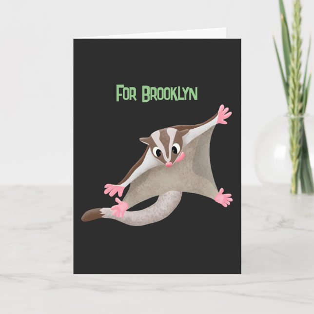 Cute happy sugar glider cartoon illustration card (Front)
