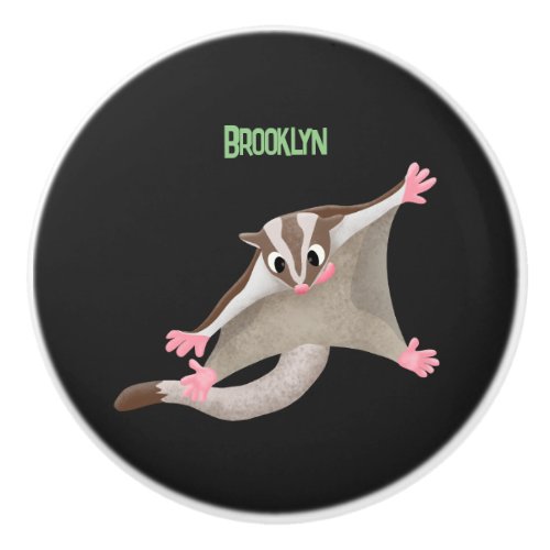 Cute happy sugar glider cartoon illustration ceramic knob