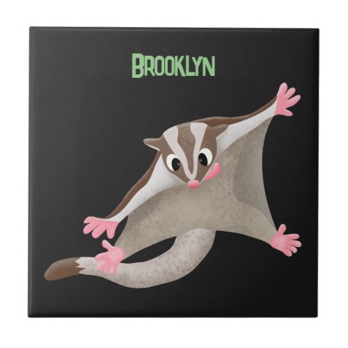 Cute happy sugar glider cartoon illustration ceramic tile