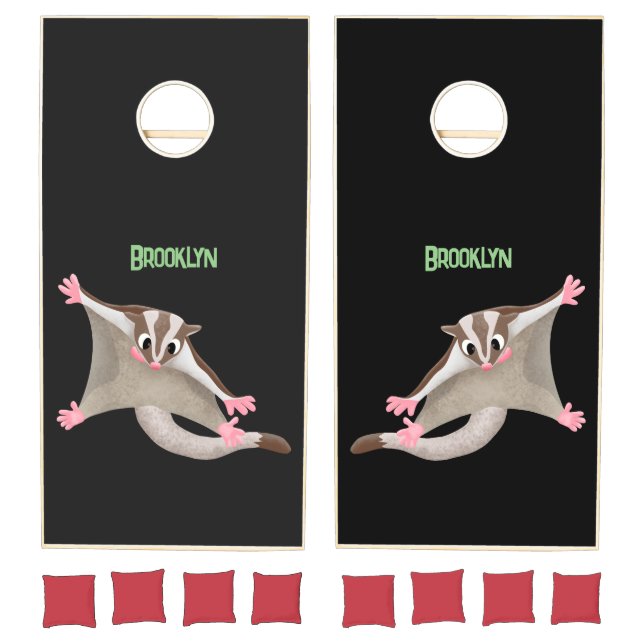 Cute happy sugar glider cartoon illustration cornhole set (Set)