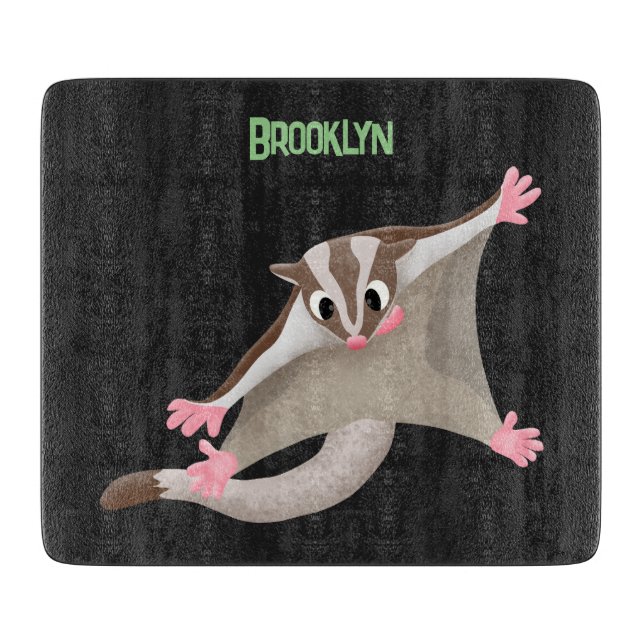 Cute happy sugar glider cartoon illustration cutting board (Front)
