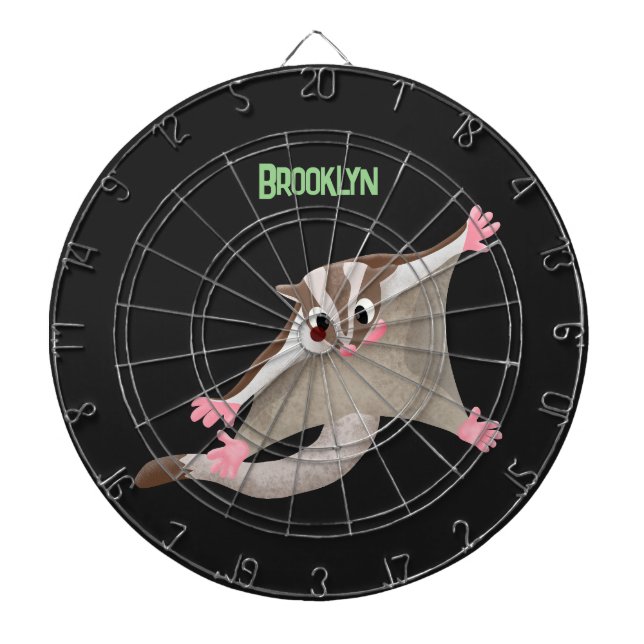 Cute happy sugar glider cartoon illustration dart board (Front)