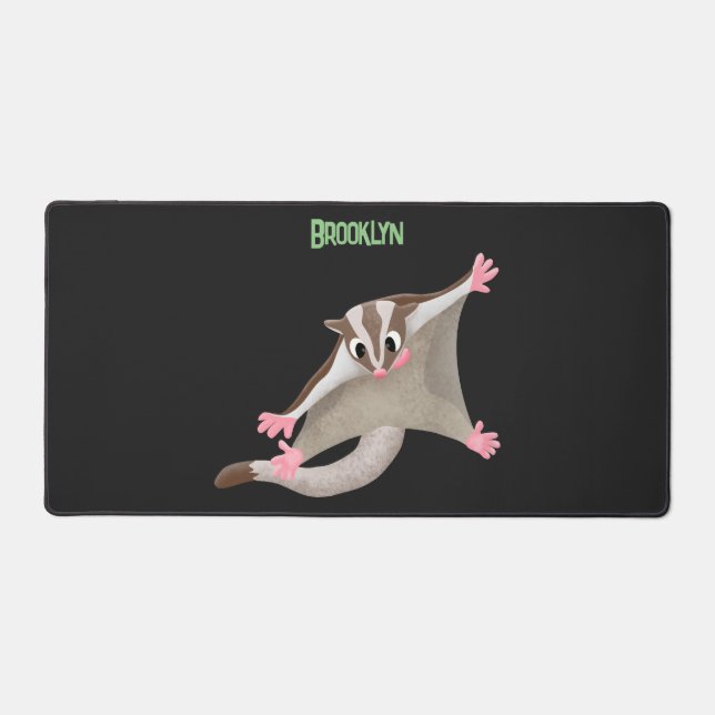 Cute happy sugar glider cartoon illustration desk mat (Front)