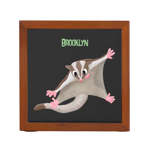 Cute happy sugar glider cartoon illustration desk organizer