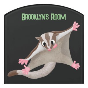 Cute happy sugar glider cartoon illustration door sign