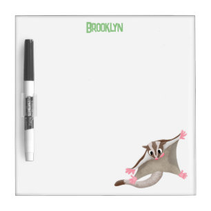 Cute happy sugar glider cartoon illustration dry erase board