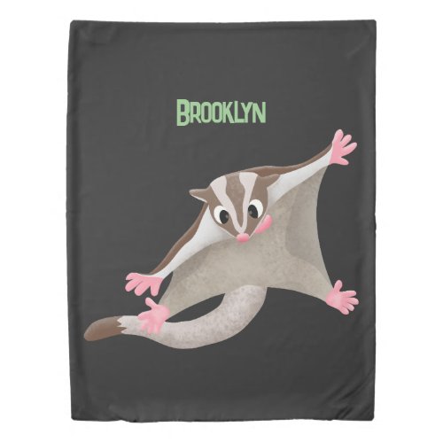 Cute happy sugar glider cartoon illustration duvet cover