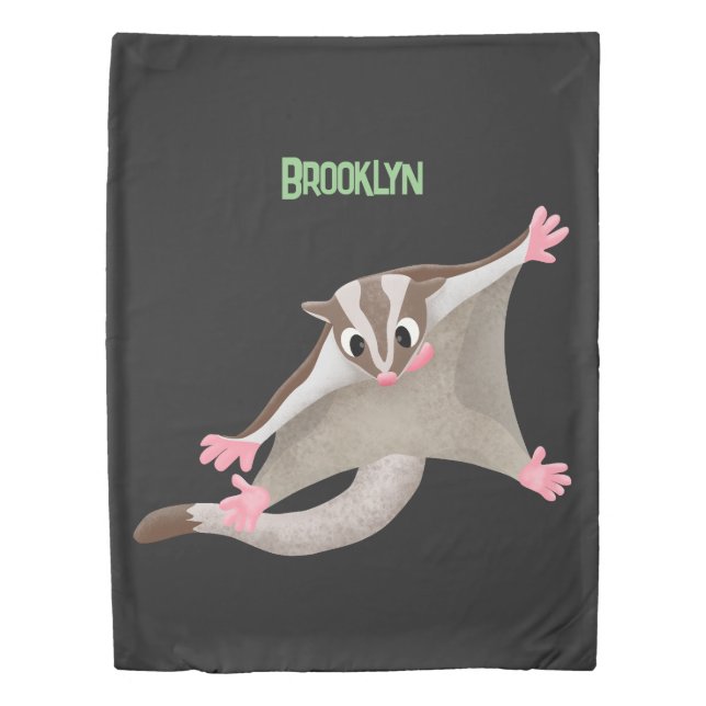 Cute happy sugar glider cartoon illustration duvet cover (Front)