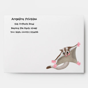 Cute happy sugar glider cartoon illustration envelope