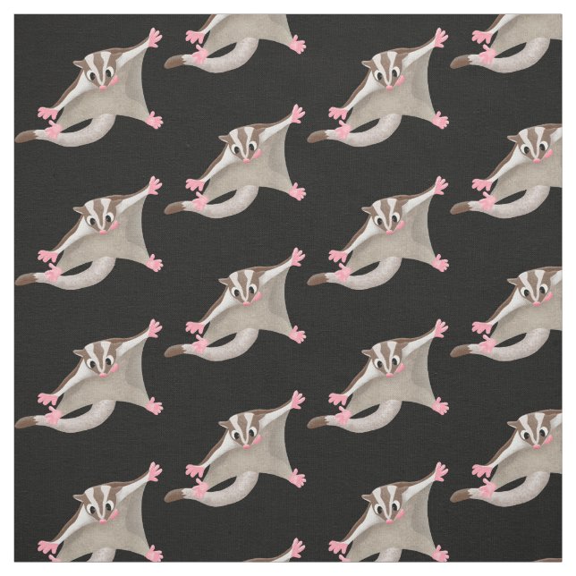 Cute happy sugar glider cartoon illustration fabric (Swatch)