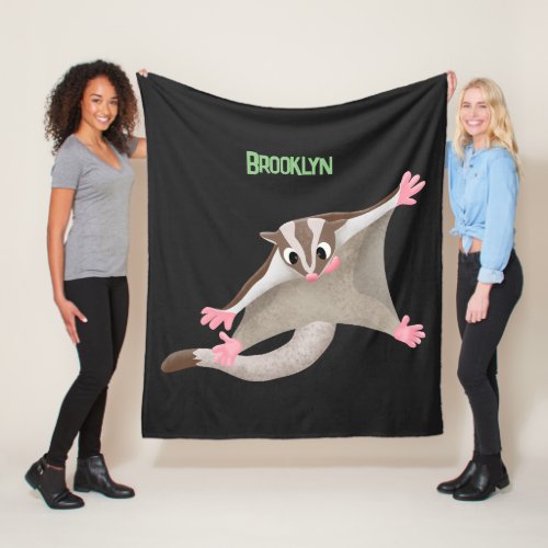 Cute happy sugar glider cartoon illustration fleece blanket