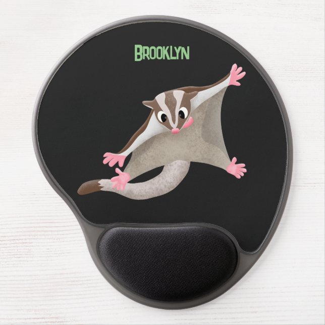 Cute happy sugar glider cartoon illustration gel mouse pad (Front)
