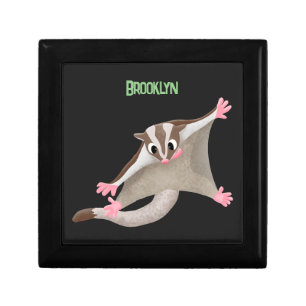 Cute happy sugar glider cartoon illustration gift box