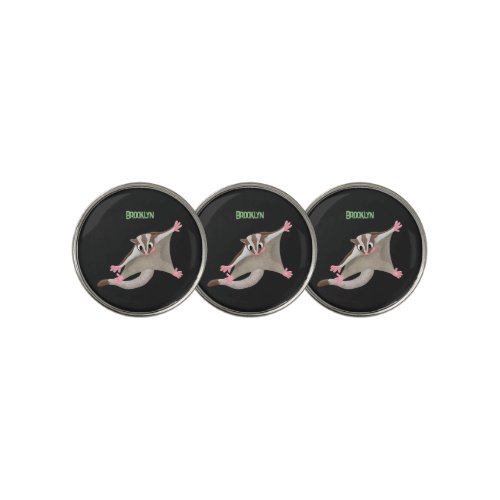 Cute happy sugar glider cartoon illustration golf ball marker