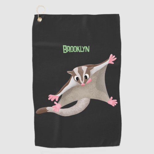 Cute happy sugar glider cartoon illustration golf towel