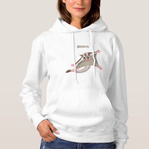 Cute happy sugar glider cartoon illustration hoodie