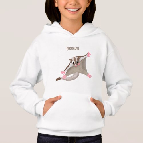 Cute happy sugar glider cartoon illustration hoodie