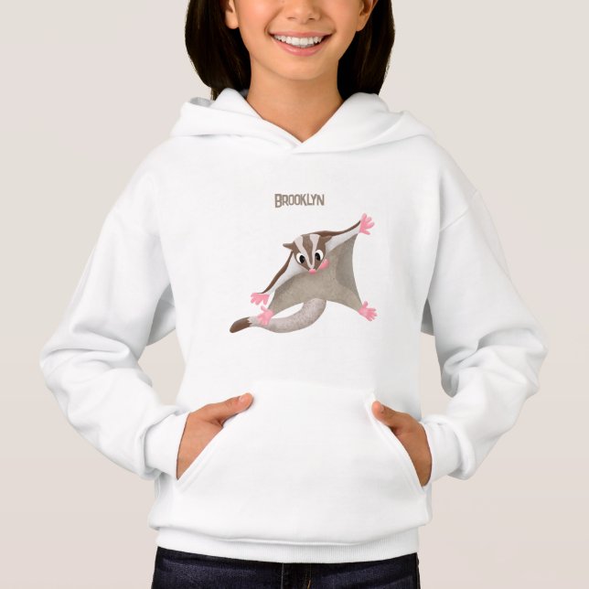 Cute happy sugar glider cartoon illustration hoodie (Front)