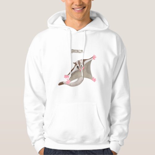 Cute happy sugar glider cartoon illustration hoodie