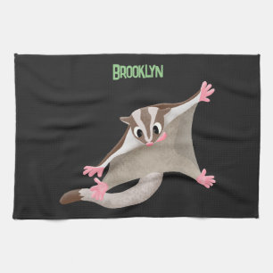 Cute happy sugar glider cartoon illustration kitchen towel
