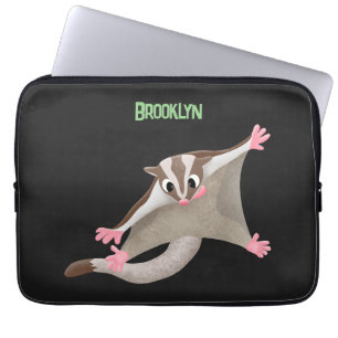 Cute happy sugar glider cartoon illustration laptop sleeve