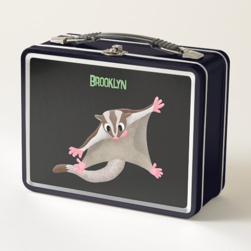 Cute happy sugar glider cartoon illustration metal lunch box