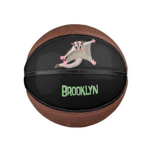 Cute happy sugar glider cartoon illustration mini basketball