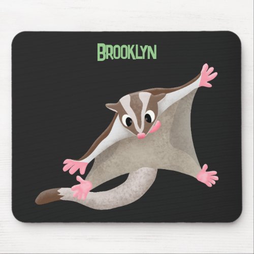 Cute happy sugar glider cartoon illustration mouse pad