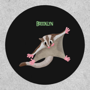 Cute happy sugar glider cartoon illustration patch