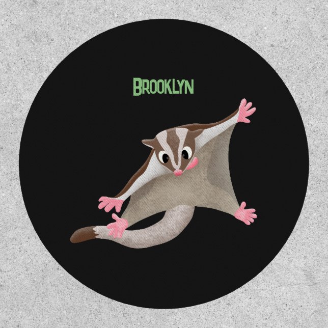 Cute happy sugar glider cartoon illustration patch (Front)