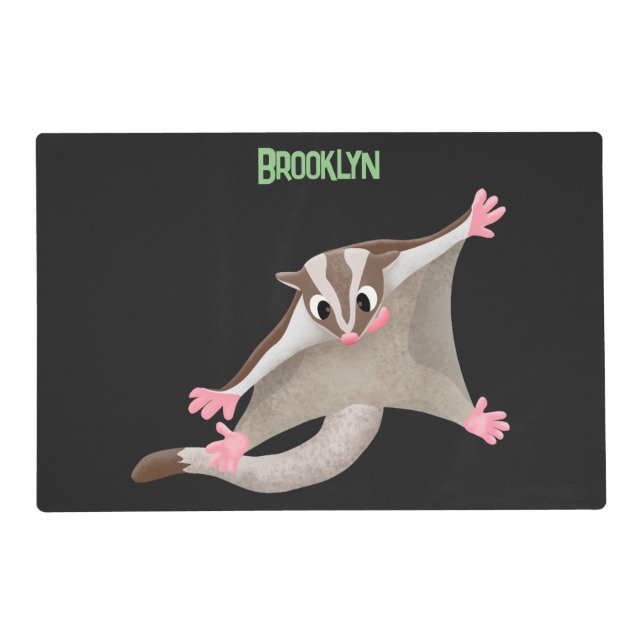 Cute happy sugar glider cartoon illustration placemat (Front)