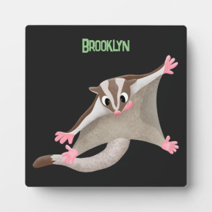 Cute happy sugar glider cartoon illustration plaque