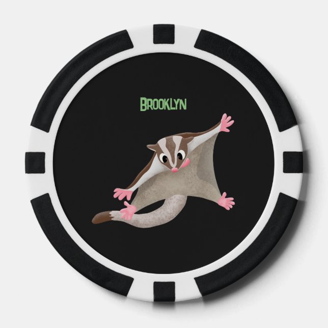 Cute happy sugar glider cartoon illustration poker chips (Front)